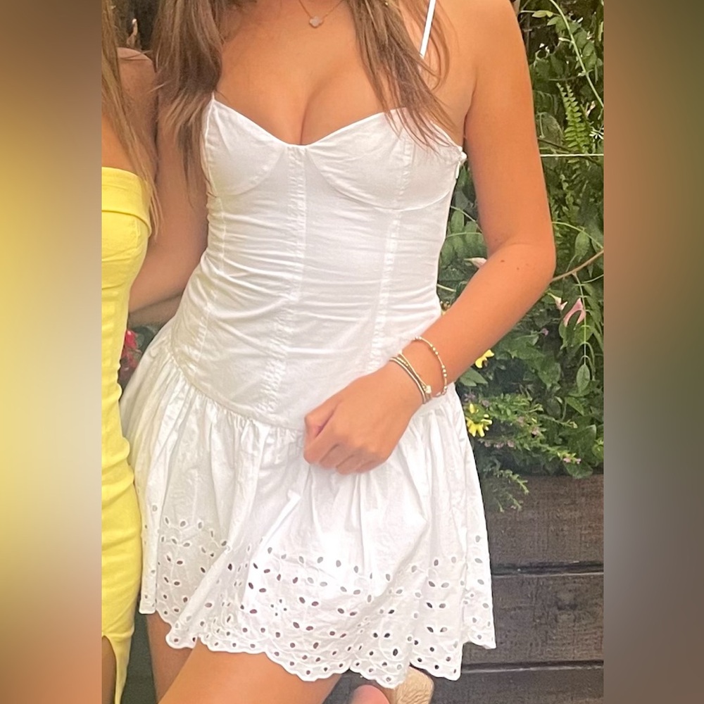 ZARA white eyelet mini dress XS